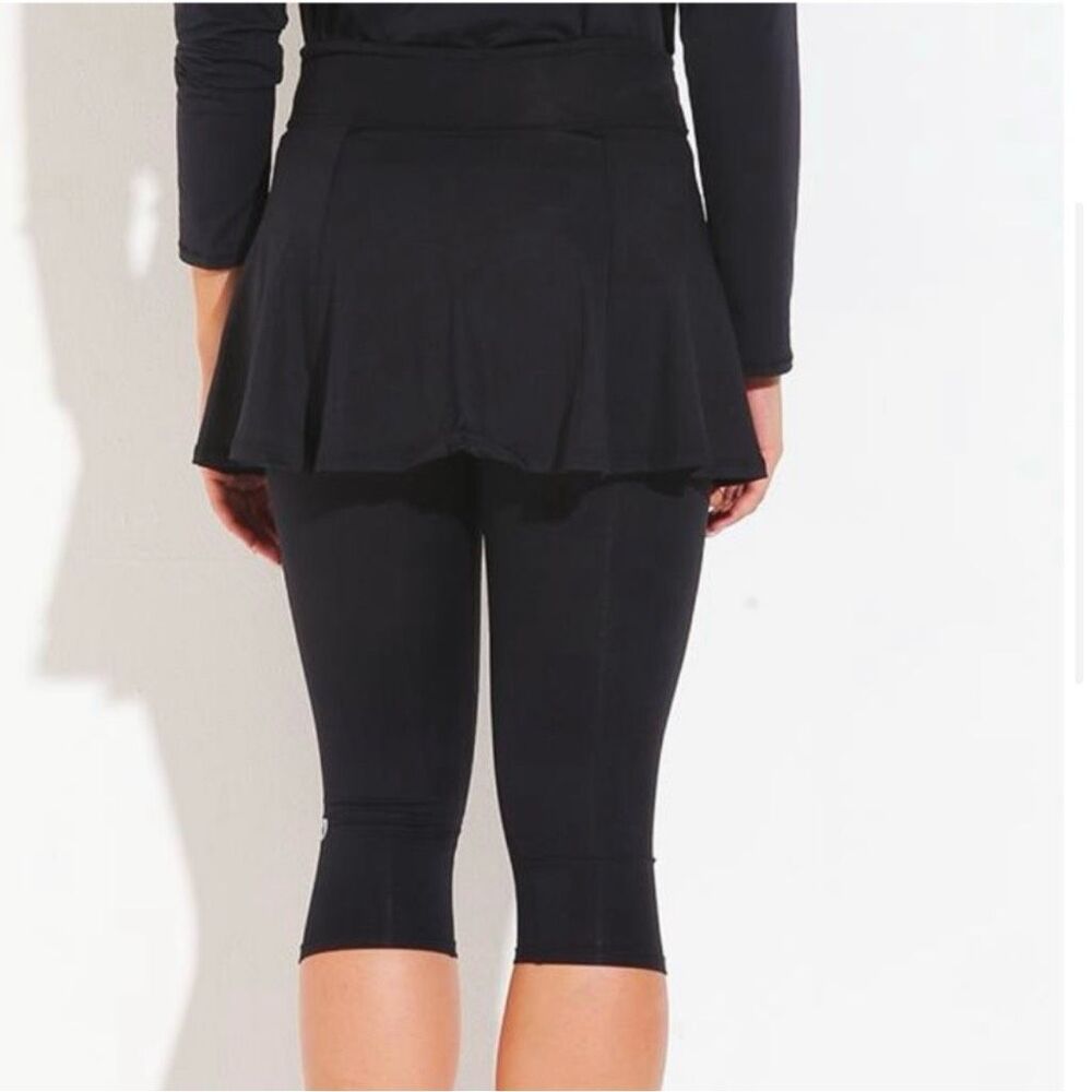 Dona Jo cropped skorts skirted leggings Size L black pickleball golf tennis - Picture 4 of 13